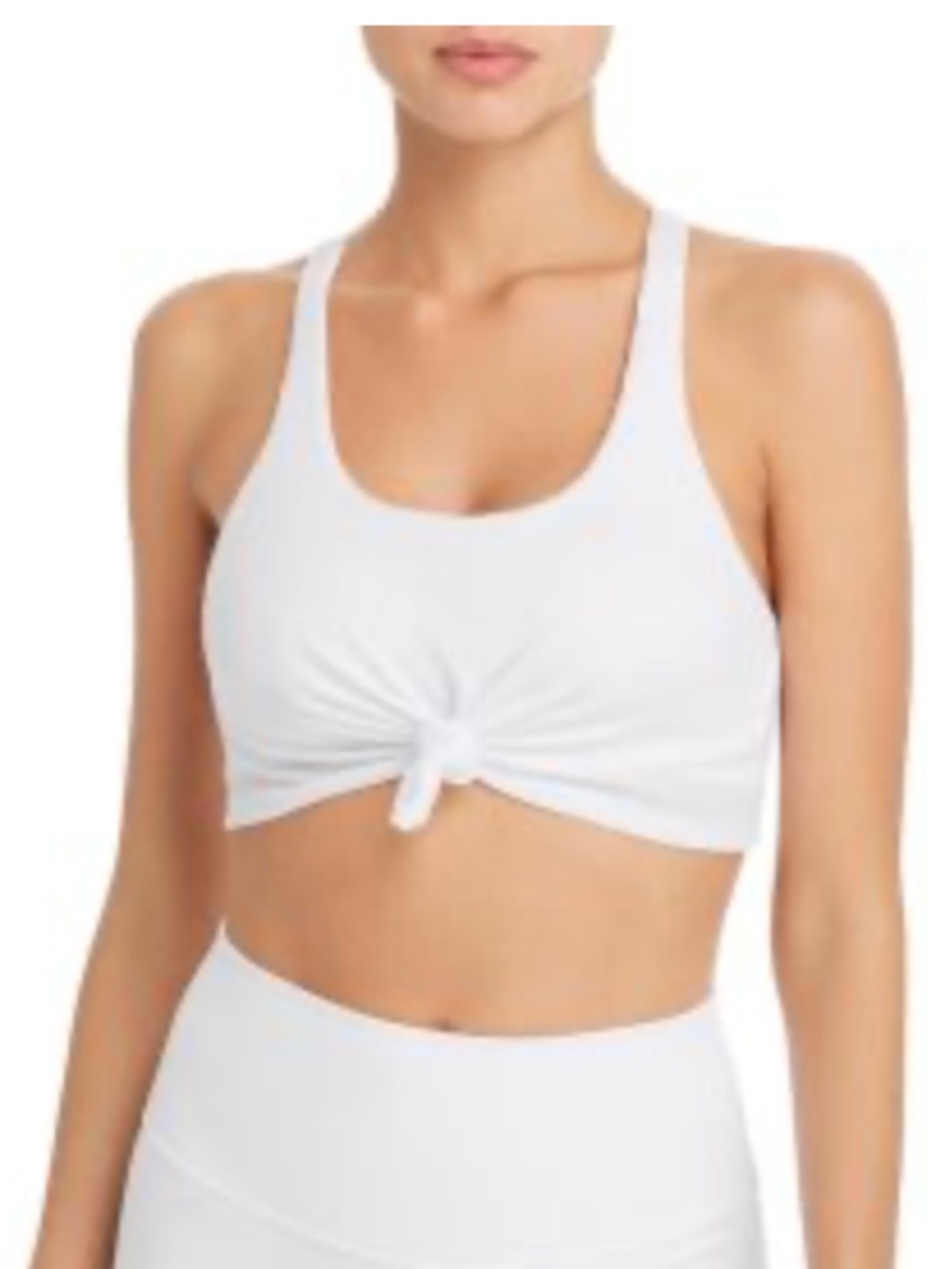 Alo Yoga Knot-Front Sports Bra in White Size Medium